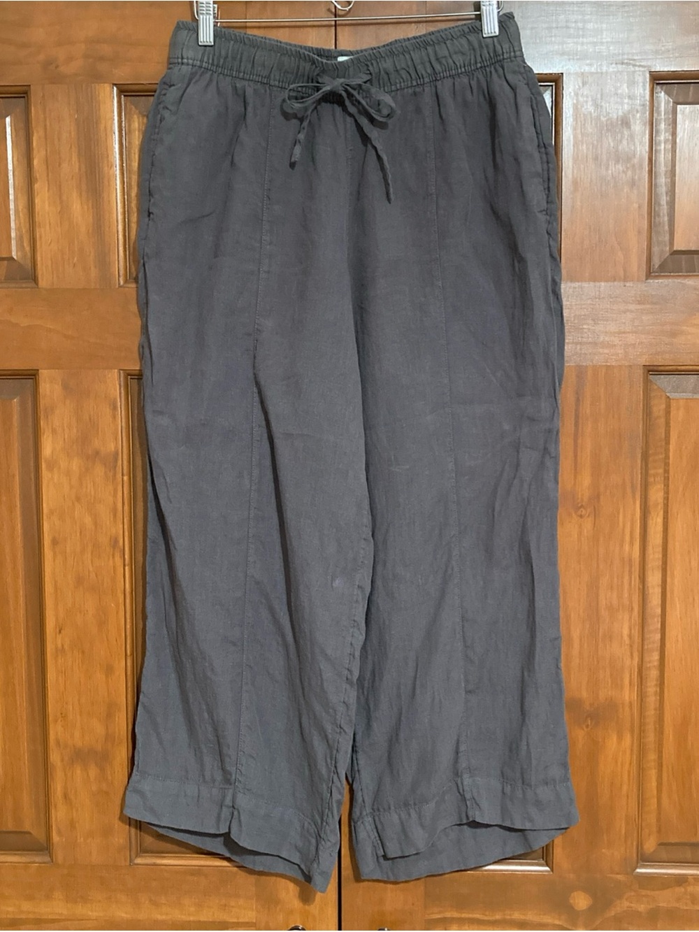 Joie Charcoal gray Drawstring Cropped linen wide leg Pants women’s large
